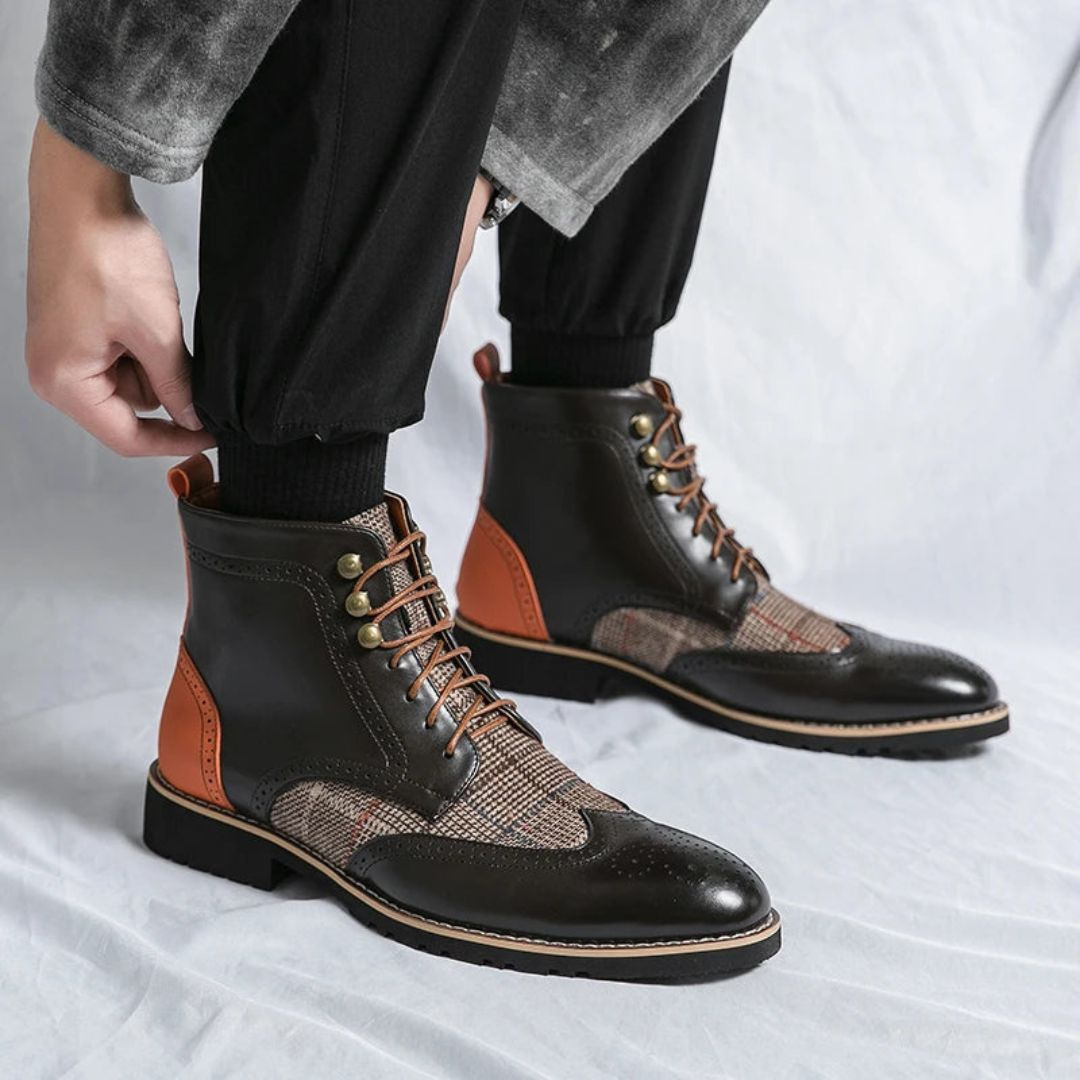 James | Men’s Faux Leather Lace-Up Boots