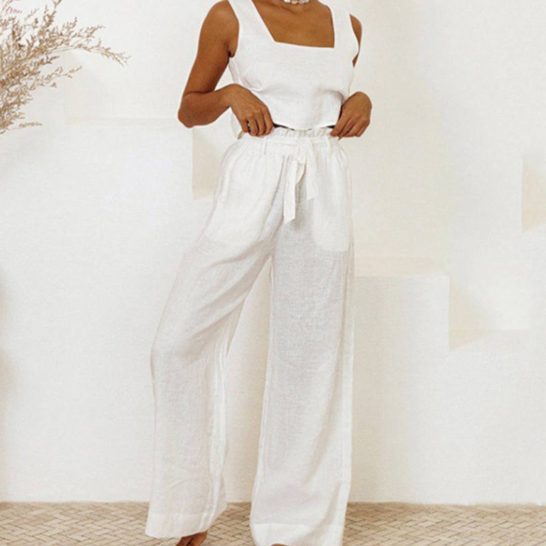 Valerie | Women’s Minimalist Top and Wide-Leg Pants Set