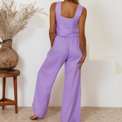 Valerie | Women’s Minimalist Top and Wide-Leg Pants Set