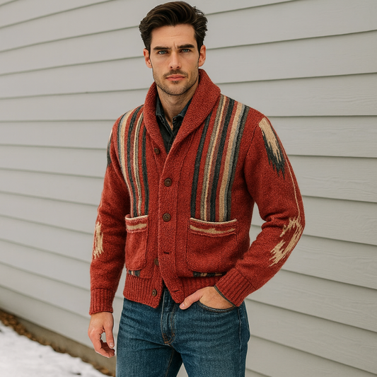 Jaret | Men’s Frontier Weave Wool Cardigan